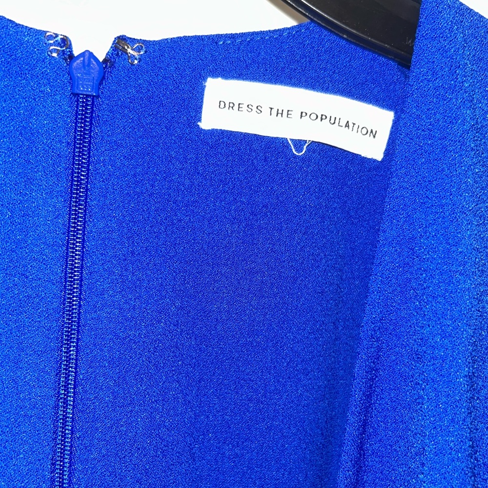 DRESS THE POPULATION Blue CATALINA Pocket FIT & FLARE Dress Size Small NWT - Picture 8 of 10